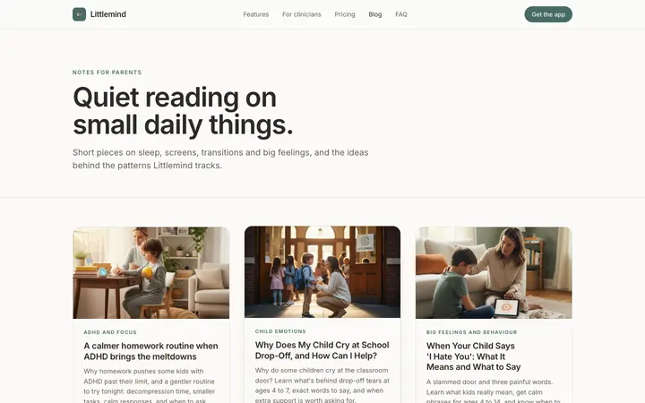 Home page of Littlemind (littlemindapp.com)